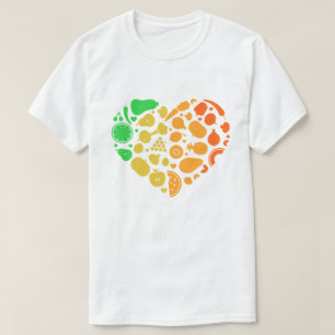 Obst- und Gemüseherz - Großes Veganes Geschenk T-Shirt