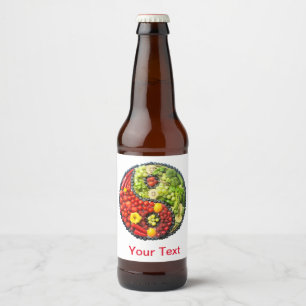 Obst- und GemüseLiebe yin Yang-Symbol Bierflaschenetikett