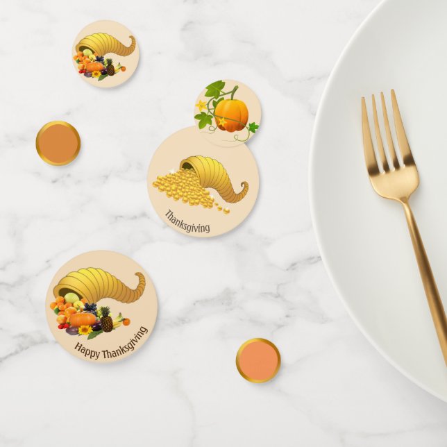 Obst und Gold auf beige Erntedank Tafelkonfetti Konfetti (Gruppe)