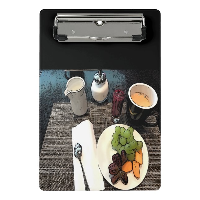 Obst und Kaffee Mini Klemmbrett (Vorderseite)