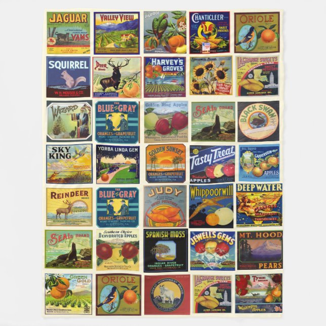 Obst- und Lebensmitteletiketten Patchwork Fleece B (Vorderseite)