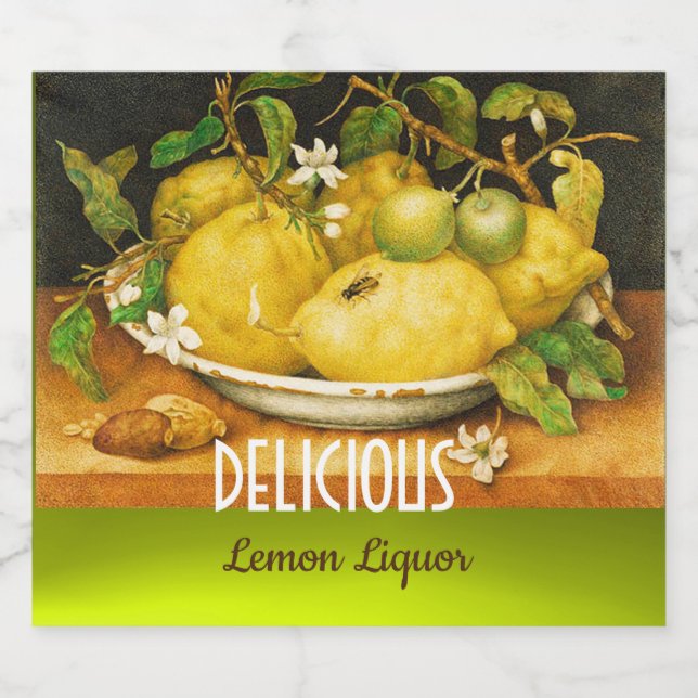 OBST UND LEMON BLUME DER SAISON ALKOHOLFLASCHENETIKETT (Einzelnes Label)