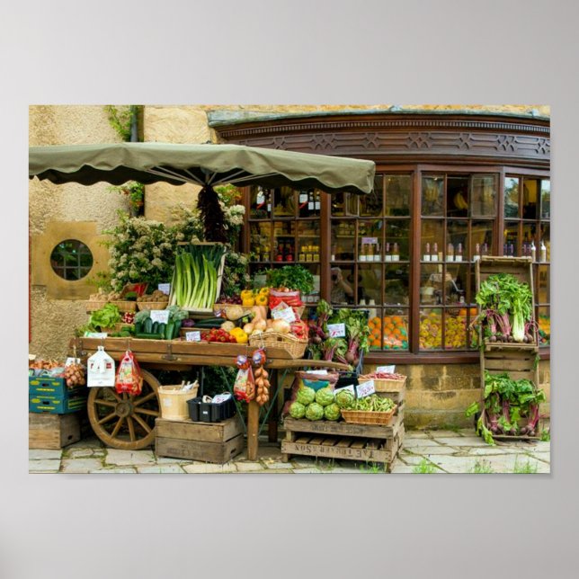Obst und Veg farbenfrohe englische Village Store Poster (Vorne)