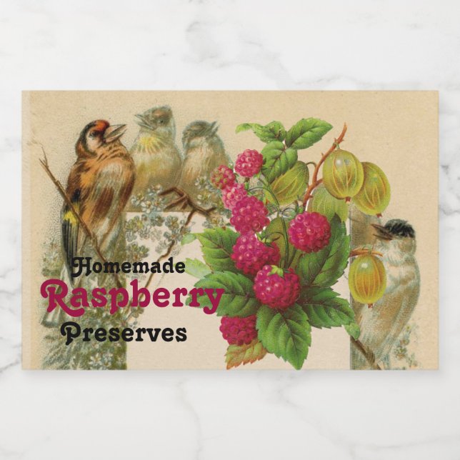 OBST/VÖGEL UND RASPBERRIES DER SAISON ERHALTEN LEBENSMITTELETIKETT (Einzelnes Label)