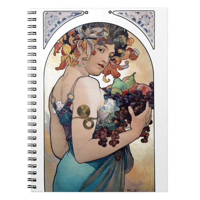 Obst von Alfons Mucha 1897 Notizblock (Vorderseite)