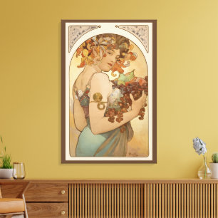 Obst von Alphonse Mucha, Vintage Art Nouveau Leinwanddruck