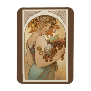 Obst von Alphonse Mucha, Vintage Art Nouveau Magnet