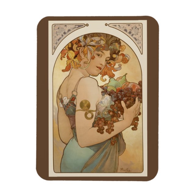 Obst von Alphonse Mucha, Vintage Art Nouveau Magnet (Vertikal)