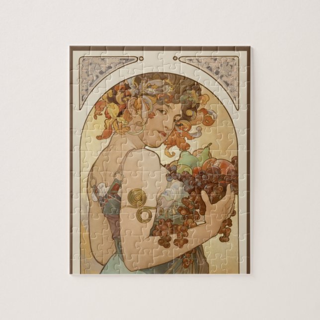 Obst von Alphonse Mucha, Vintage Art Nouveau Puzzle (Vertikal)
