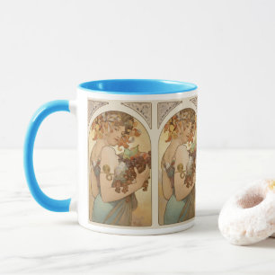 Obst von Alphonse Mucha, Vintage Art Nouveau Tasse