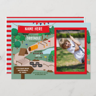 Obstacle Course Birthday Boys Foto Adventure Park Einladung