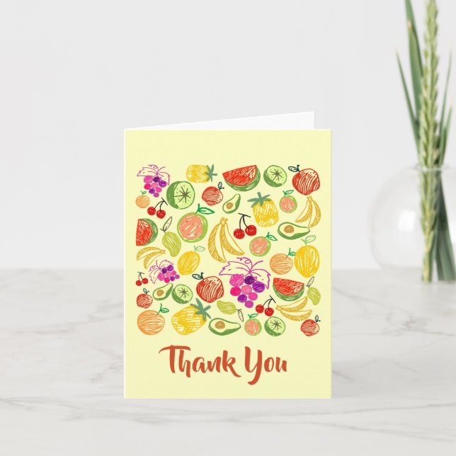 Obstdoodle-Muster Vielen Dank Note Card Dankeskarte (Vorderseite)