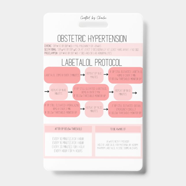 Obstetric Hypertension Nurse Reference Badge Ausweis (Vorderseite)
