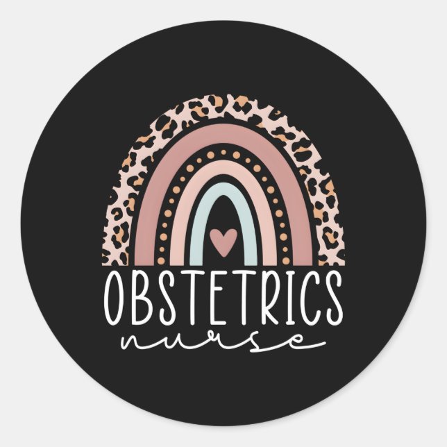 Obstetrics Nurse Leopard Rainbow Ob Nurse Graduati Runder Aufkleber (Vorderseite)