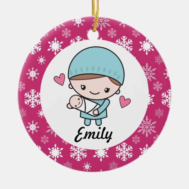 Obstetriker OB-GYN Nurse Midfrau Keramik Ornament (Vorne)