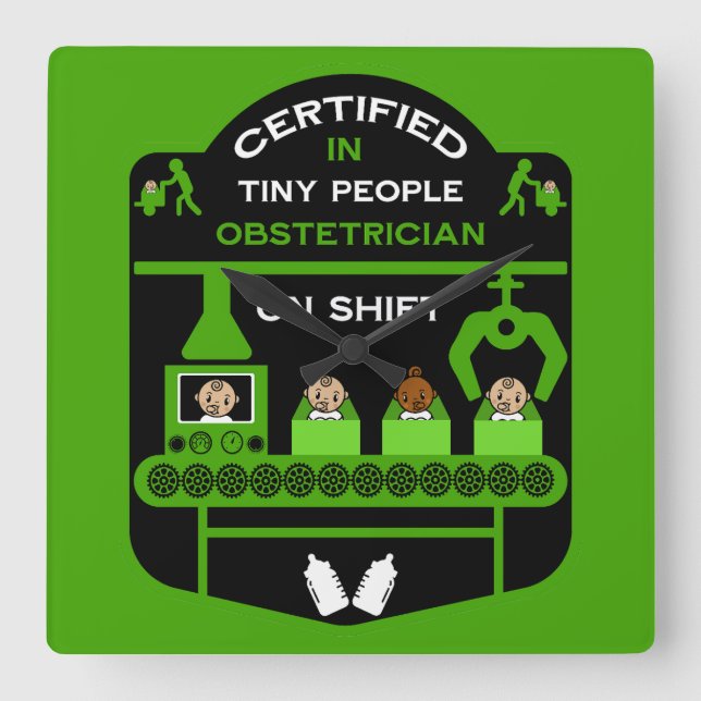 Obstetriker Wertschätzung und Dankeschön Geschenk Quadratische Wanduhr (Vorderseite)