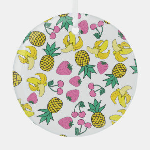 Obstfiesta: Bananen, Ananas, Erdbeeren Ornament Aus Glas
