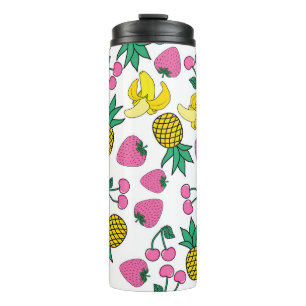 Obstfiesta: Bananen, Ananas, Erdbeeren Thermosbecher