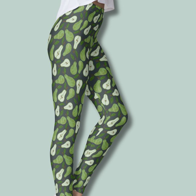 Obstgarten-Birnen-Fruchtmuster Leggings (Green Pear Orchard Fruit pattern leggings)