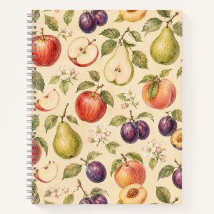 Obstgarten Frucht Aquarellmuster Notizbuch