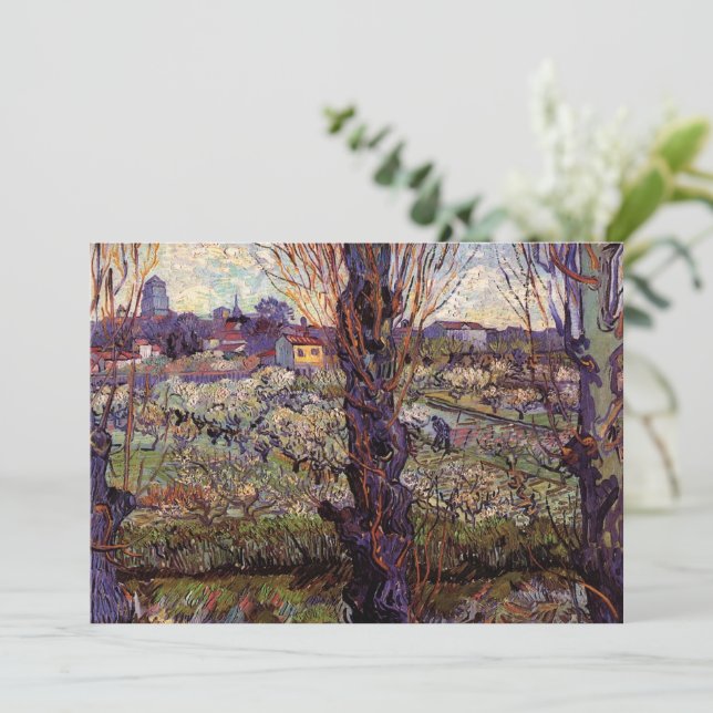 Obstgarten in Blossom, Arles von Vincent van Gogh Einladung (Stehend Vorderseite)