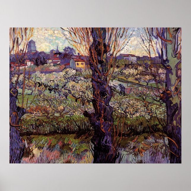 Obstgarten in Blossom, Arles von Vincent van Gogh Poster (Vorne)