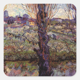 Obstgarten in Blüte, Arles von Vincent van Gogh Quadratischer Aufkleber