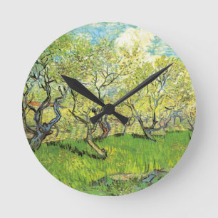 Obstgarten in Blüte von Vincent van Gogh Runde Wanduhr
