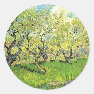 Obstgarten in Blüten by Vincent van Gogh Runder Aufkleber