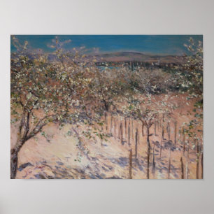 Obstgarten mit dem Blühen von Apfelbäumen, Poster