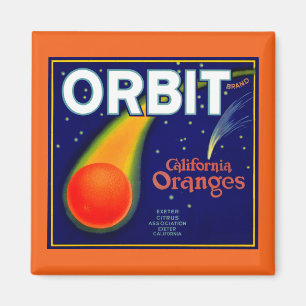Obstkastenmarke Orbit Orange der 1920er Jahre Magnet