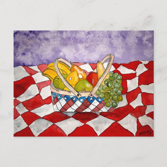 Obstkorb 4 Stillleben Postkarten Kunst (Vorderseite)