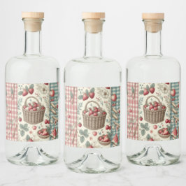 Obstkorb Gingham-Spaß Alkoholflaschenetikett