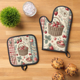 Obstkorb Gingham-Spaß Ofenhandschuh & Topflappen-Set