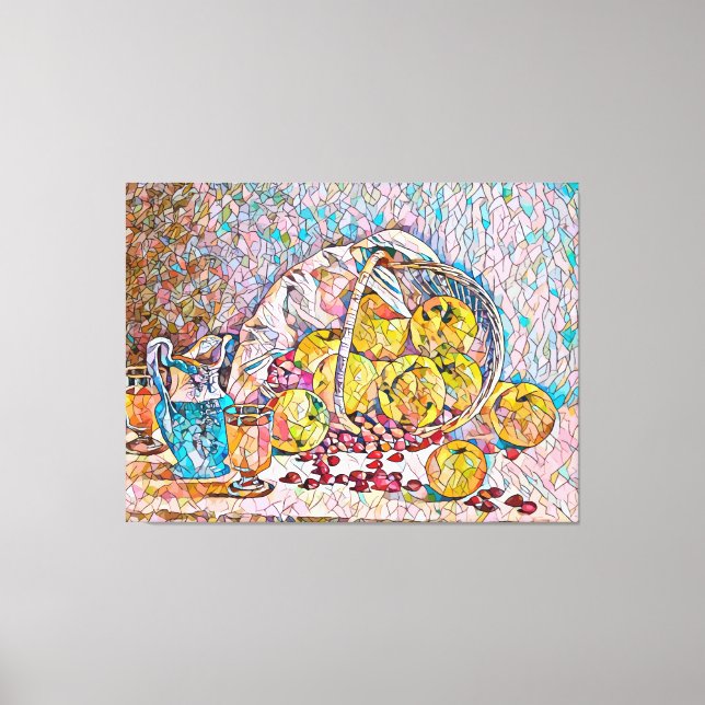Obstkorb Pitcher Essen noch Leben Abstrakte Kunst Leinwanddruck (Vorderseite)