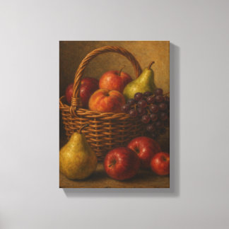 Obstkorb Stillleben mit Birnen und Äpfeln Leinwanddruck