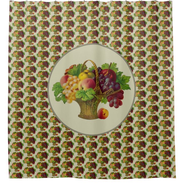 Obstkorb Vintage Kunst Duschvorhang (Vorderseite)