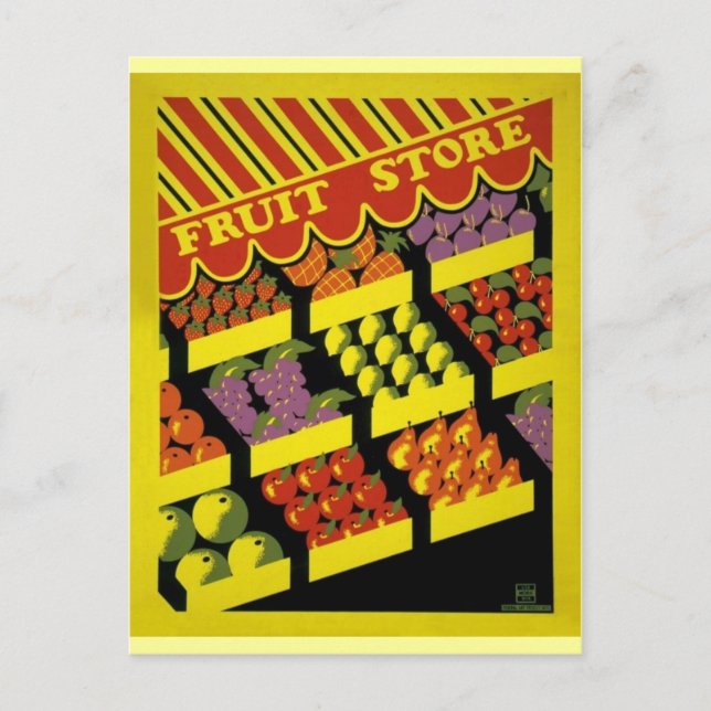 Obstladen- WPA-Plakat - Postkarte (Vorderseite)