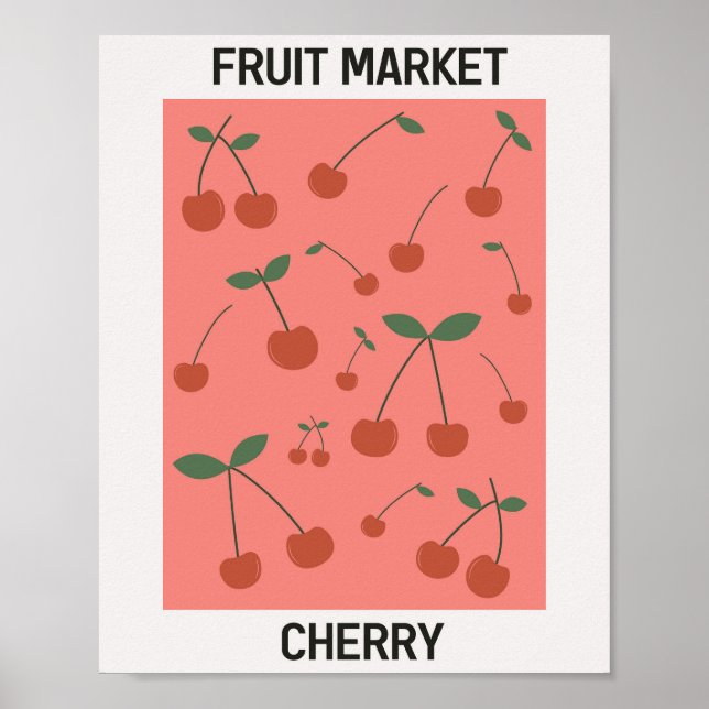 Obstmarkt Kirsche Vintage Poster (Vorne)