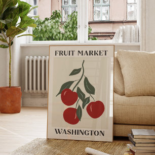 Obstmarkt Washington Rote Äpfel Lebensmittel Poster