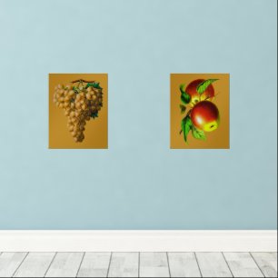 Obstmauer Art Trauben und Äpfel Bilderwand Sets