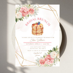 Obstpfannkuchen rosa Blumen Braut-Shower-Brunch Einladung