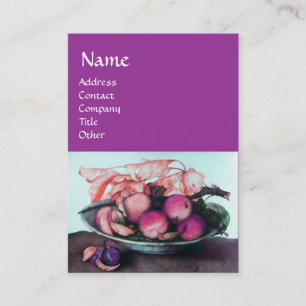 OBSTPfirsiche, Pflaumen und Blätter der SAISON Lil Visitenkarte