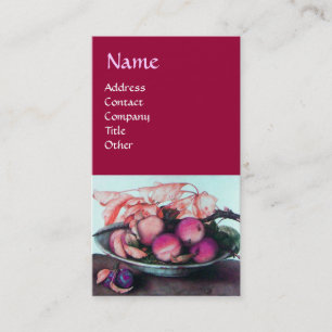 OBSTPfirsiche, Pflaumen und Blätter der SAISON Visitenkarte