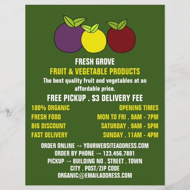Obstplantagen, Werbung für Lebensmittelhändler Flyer (Vorne)