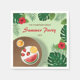 Obstplatte Grüner Garten Sommer Picknick Party Serviette