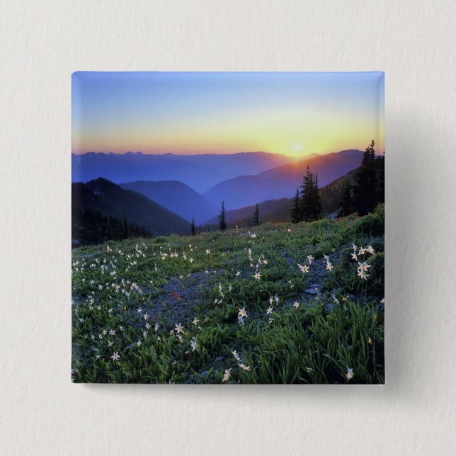 Obstrucon Point Sunset, Olympic NP, WA, USA Button (Vorderseite)
