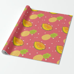 Obstsalat : Ananas- und Papaya-Fruchtmuster Geschenkpapier
