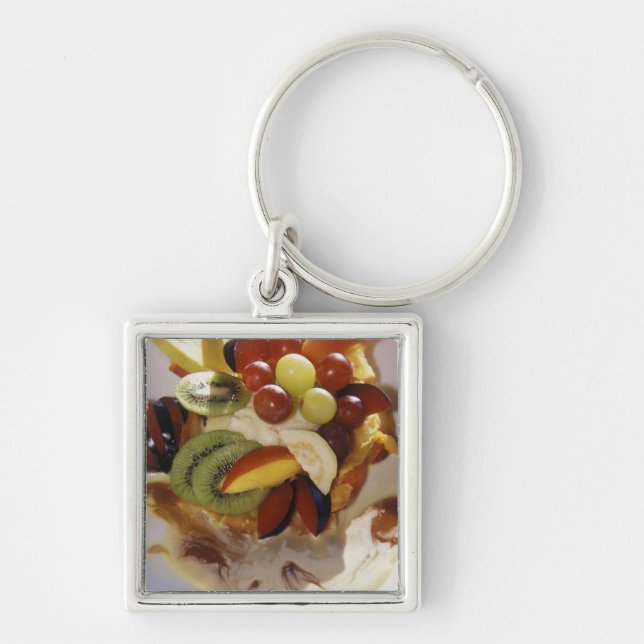 Obstsalat mit Eis. Schlüsselanhänger (Vorne)