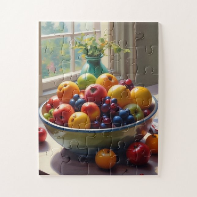 Obstschale auf einem Tafelölgemälde Puzzle (Vertikal)